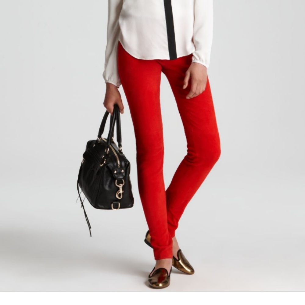 Theory Red Suede Ima Leggings